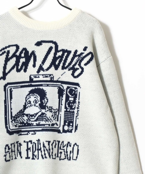BEN DAVIS（ベンデイビス）の「BEN DAVIS/ベンデイビス TELEVISION KNIT TOP/オーバーサイズ ニット ストリート ロゴ セーター/レディース メンズ（ニット/セーター・メンズ・ブラック/オフホワイト/チャコール・L/M/XL）」の5枚目の写真