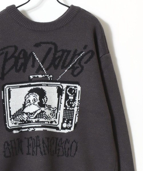 BEN DAVIS（ベンデイビス）の「BEN DAVIS/ベンデイビス TELEVISION KNIT TOP/オーバーサイズ ニット ストリート ロゴ セーター/レディース メンズ（ニット/セーター・メンズ・ブラック/オフホワイト/チャコール・L/M/XL）」の9枚目の写真
