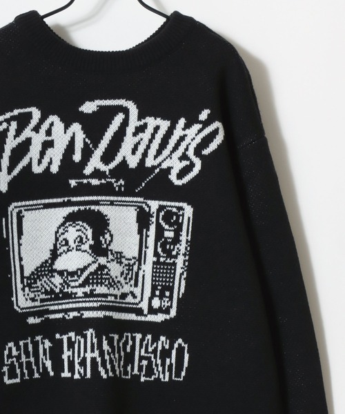 BEN DAVIS（ベンデイビス）の「BEN DAVIS/ベンデイビス TELEVISION KNIT TOP/オーバーサイズ ニット ストリート ロゴ セーター/レディース メンズ（ニット/セーター・メンズ・ブラック/オフホワイト/チャコール・L/M/XL）」の7枚目の写真