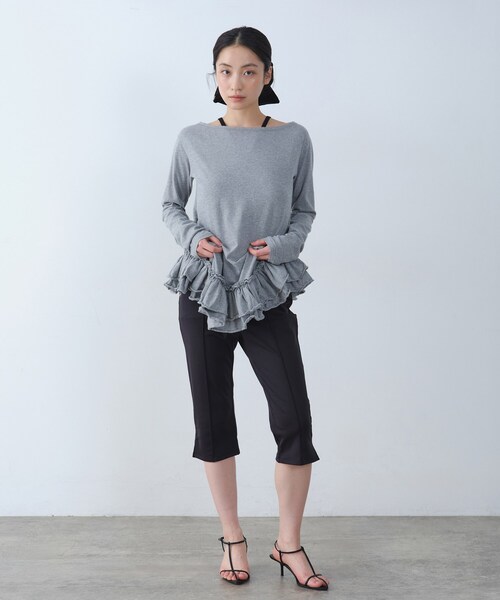 CODE A（コードエー）の「easy ruffled tee（Tシャツ/カットソー・レディース・ブラウン系その他/グレー/ホワイト・00）」の6枚目の写真