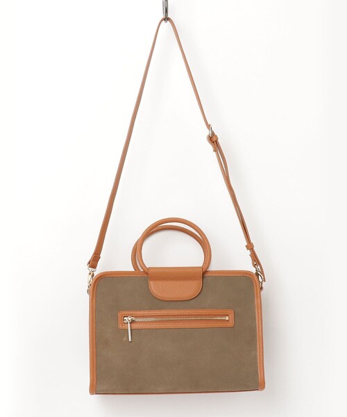 セール】スエード配色ボックスボストンバッグ（ショルダーバッグ