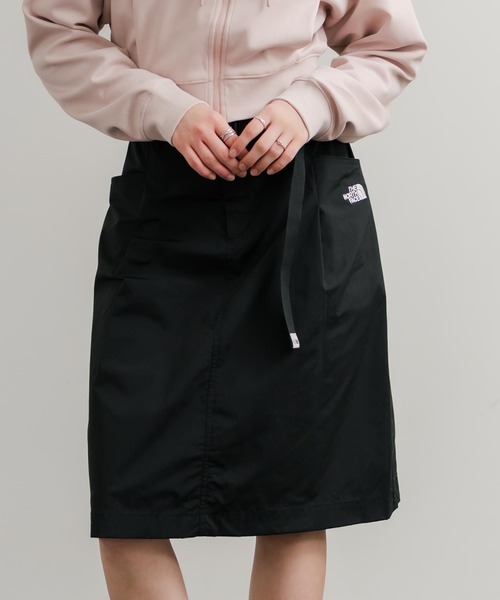 ノースフェイス　ベルト付きキルティングスカート　フレア　刺繍　ブラック　黒　S セール】日本未展開モデル THE NORTH FACE ザ・ノースフェイス WHITE