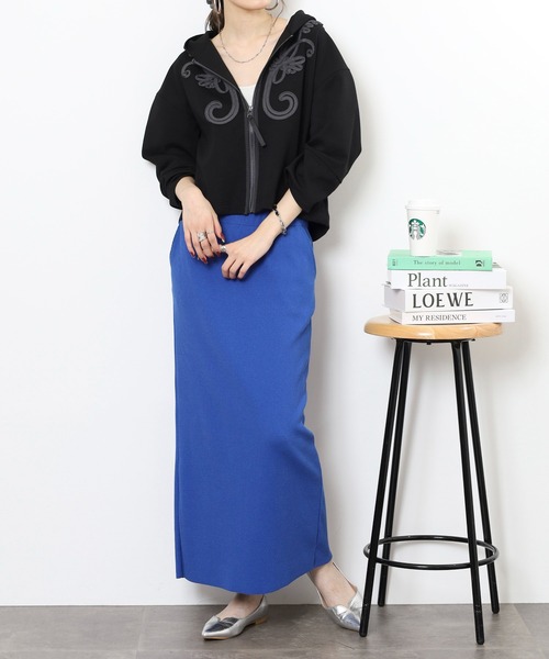 EGLANTINE（エグランティーヌ）の「EGLANTINE コード刺繍ジップパーカー（パーカー・レディース・モスグリーン/ブラック・38）」の7枚目の写真