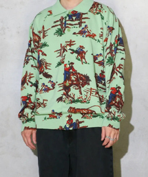 【TOWNCRAFT 】PRINTED POLO CARDIGAN/ポロカーディガン/ユニセックス【WEB限定】
