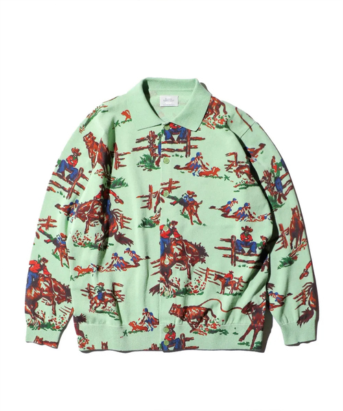 ABAHOUSE(アバハウス)の「【TOWNCRAFT 】PRINTED POLO CARDIGAN/ポロカーディガン/ユニセックス【WEB限定】(シャツ/ブラウス・メンズ・ホワイト/グリーン/ベージュ・M/L)」の11枚目の写真