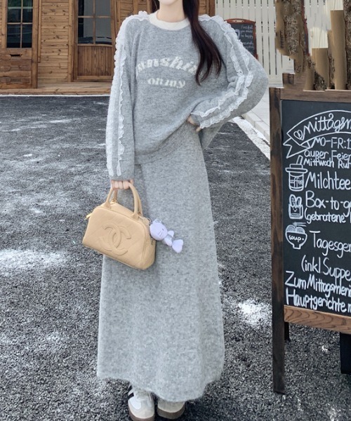 G/FORE ニットセットアップ ANY 【洗濯機可】ニットセットアップ （グレー×オフ） -ファッション