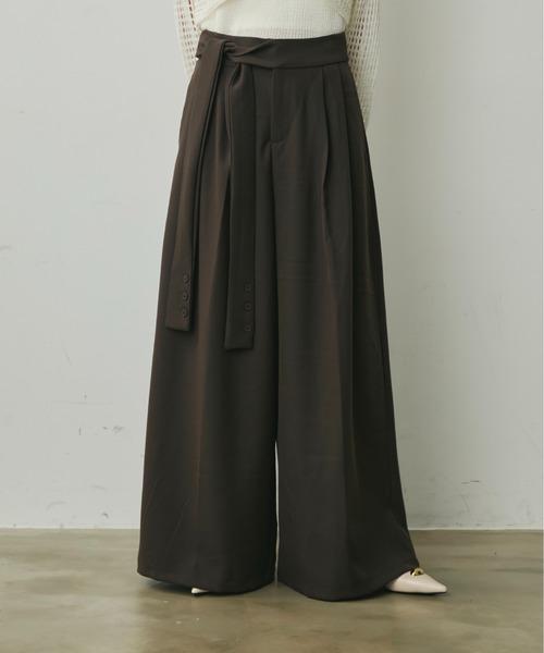 Lunea（ルネア）の「ウエストリボンワイドパンツ（その他パンツ・レディース・ブラック/グレー/ブラウン・M/L）」の3枚目の写真