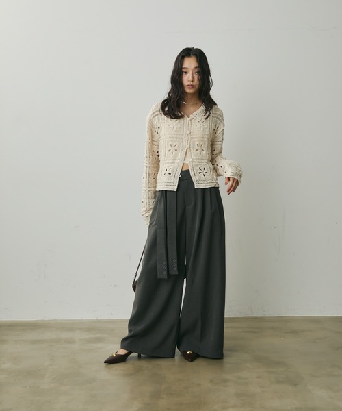 Lunea（ルネア）の「ウエストリボンワイドパンツ（その他パンツ・レディース・ブラック/グレー/ブラウン・M/L）」の2枚目の写真