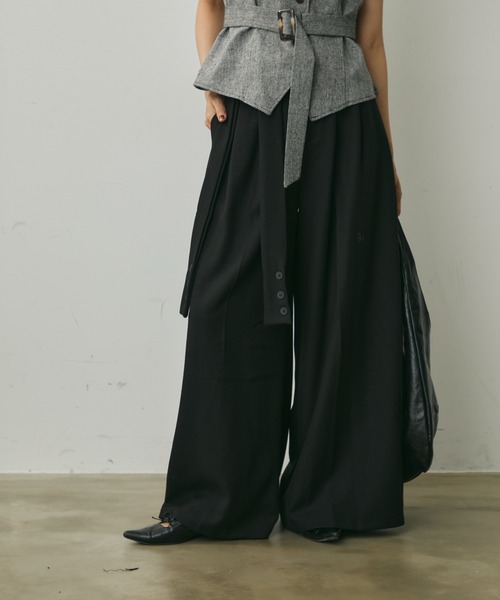 Lunea（ルネア）の「ウエストリボンワイドパンツ（その他パンツ・レディース・ブラック/グレー/ブラウン・M/L）」の15枚目の写真