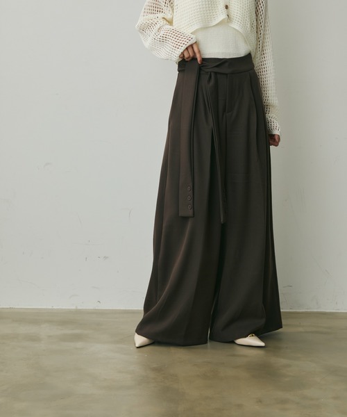 Lunea（ルネア）の「ウエストリボンワイドパンツ（その他パンツ・レディース・ブラック/グレー/ブラウン・M/L）」の5枚目の写真