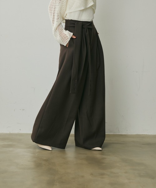 Lunea（ルネア）の「ウエストリボンワイドパンツ（その他パンツ・レディース・ブラック/グレー/ブラウン・M/L）」の9枚目の写真