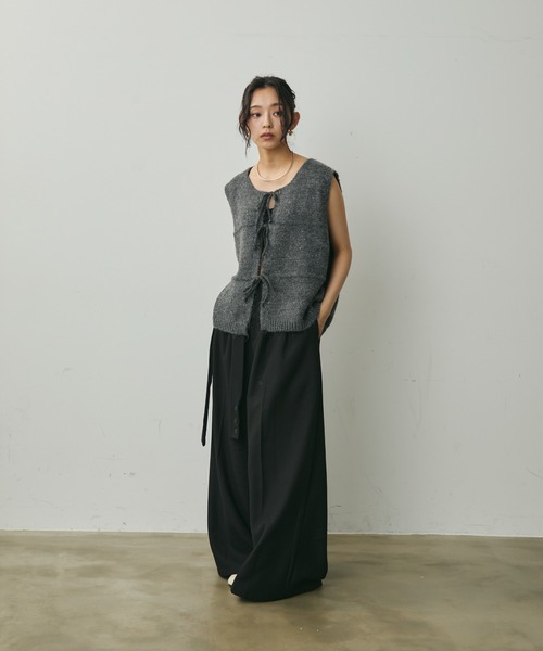Lunea（ルネア）の「ウエストリボンワイドパンツ（その他パンツ・レディース・ブラック/グレー/ブラウン・M/L）」の11枚目の写真