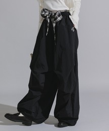 Chick | Check Scarf-Attached Nylon Super Wide Pants / チェックスカーフ付き ナイロンスーパーワイドパンツ(その他パンツ)