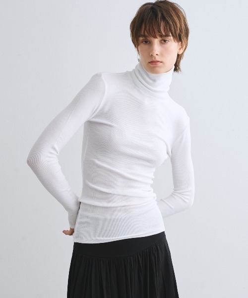 レーヨンニットリブジャージー タートルトップ（ニット/セーター