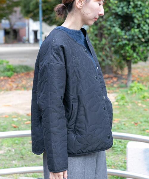 セール】ノーカラー中綿ブルゾン（ノーカラージャケット）｜ITEMS