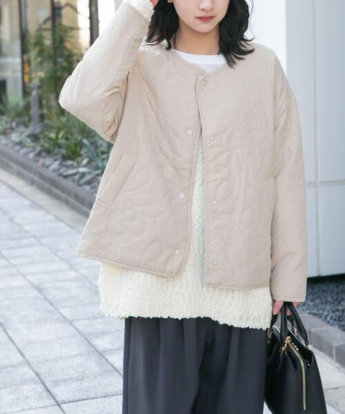 セール】ノーカラー中綿ブルゾン（ノーカラージャケット）｜ITEMS