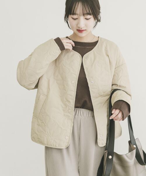 セール】ノーカラー中綿ブルゾン（ノーカラージャケット）｜ITEMS