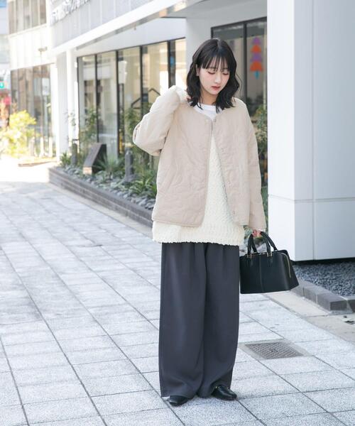 ITEMS URBANRESEARCH（アイテムズ アーバンリサーチ）の「ノーカラー中綿ブルゾン（ノーカラージャケット・レディース・ブラック/ブラウン/ベージュ・FREE）」の16枚目の写真