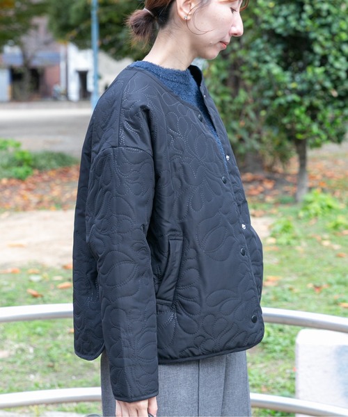 セール】ノーカラー中綿ブルゾン（ノーカラージャケット）｜ITEMS