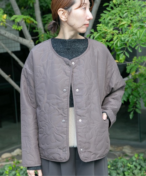 セール】ノーカラー中綿ブルゾン（ノーカラージャケット）｜ITEMS