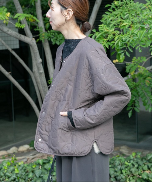 ノーカラー中綿ブルゾン（ノーカラージャケット）｜ITEMS