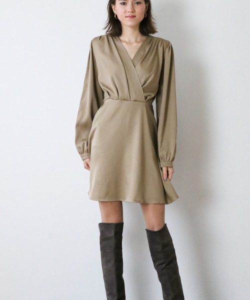 gossip!ロサンゼルス(ゴシップロサンゼルス)の「ハイウエスト カシュクールミニドレス(ドレス・レディース・ブラック/ブラウン・FREE)」の9枚目の写真