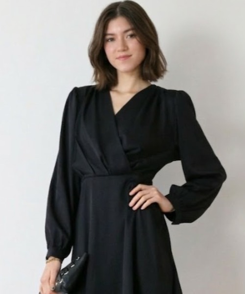 gossip!ロサンゼルス(ゴシップロサンゼルス)の「ハイウエスト カシュクールミニドレス(ドレス・レディース・ブラック/ブラウン・FREE)」の10枚目の写真