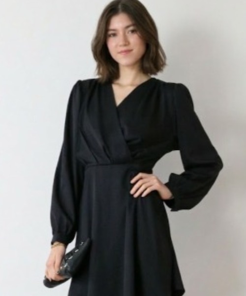 gossip!ロサンゼルス(ゴシップロサンゼルス)の「ハイウエスト カシュクールミニドレス(ドレス・レディース・ブラック/ブラウン・FREE)」の11枚目の写真