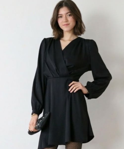 gossip!ロサンゼルス(ゴシップロサンゼルス)の「ハイウエスト カシュクールミニドレス(ドレス・レディース・ブラック/ブラウン・FREE)」の14枚目の写真