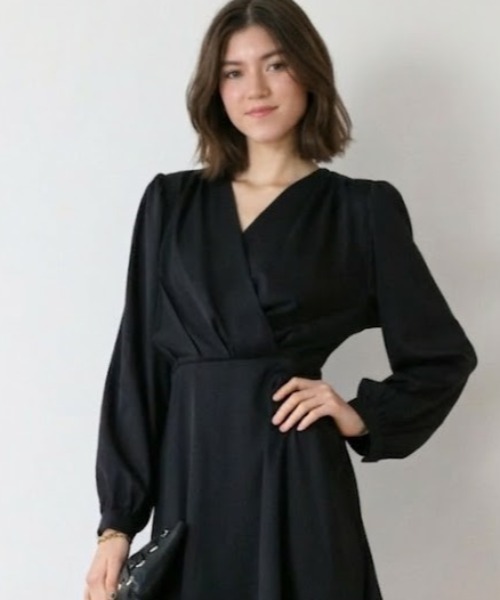 gossip!ロサンゼルス(ゴシップロサンゼルス)の「ハイウエスト カシュクールミニドレス(ドレス・レディース・ブラック/ブラウン・FREE)」の13枚目の写真