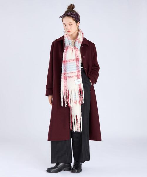 To b. by agnes b.(トゥービーバイアニエスベー)の「チェック マフラー(マフラー・レディース・レッド・FREE)」の6枚目の写真