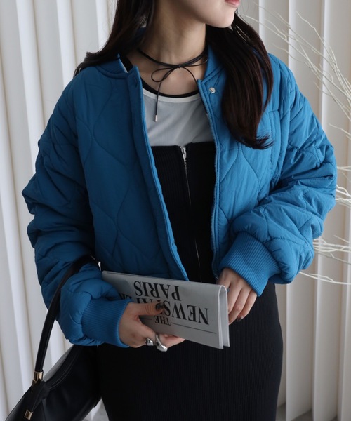 セール】キルティング中綿ショートリブブルゾン（ダウンジャケット