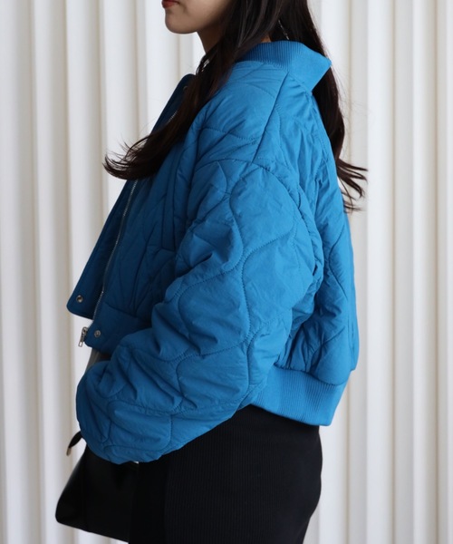 セール】キルティング中綿ショートリブブルゾン（ダウンジャケット