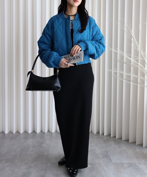 セール】キルティング中綿ショートリブブルゾン（ダウンジャケット