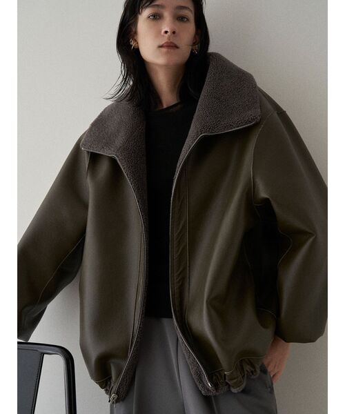 ELENDEEK（エレンディーク）の「2WAYボアフェイクレザーコート（その他アウター・レディース・グレー/オフホワイト/ブラック・02/01）」の4枚目の写真