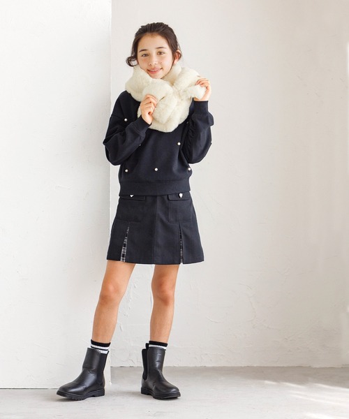 coca（coca）（コカ）の「【WEB限定セール】キッズ　フェイクファーリボンティペット（マフラー・キッズ・アイボリー/ピンク・ONE SIZE）」の6枚目の写真