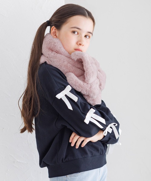 coca（coca）（コカ）の「【WEB限定セール】キッズ　フェイクファーリボンティペット（マフラー・キッズ・アイボリー/ピンク・ONE SIZE）」の13枚目の写真