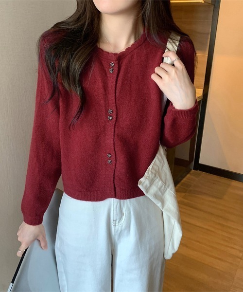 ReRe(リリ)の「ショート丈ボタン付きニットトップス(ニット/セーター・レディース・ワインレッド/ピンク/パープル/ベージュ/ブラック・FREE)」の16枚目の写真