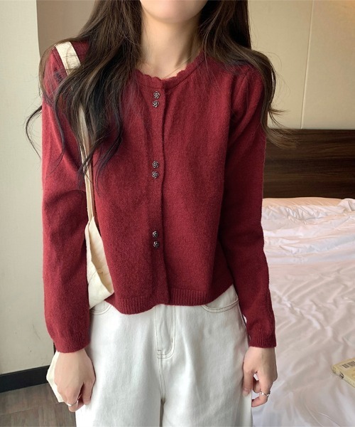 ReRe(リリ)の「ショート丈ボタン付きニットトップス(ニット/セーター・レディース・ワインレッド/ピンク/パープル/ベージュ/ブラック・FREE)」の13枚目の写真