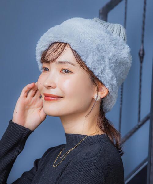 ITS'DEMO（イッツデモ）の「ファートーク風ニットワッチ（ニットキャップ/ビーニー・レディース・ナチュラル/ライトグレー/ブラック・00）」の4枚目の写真