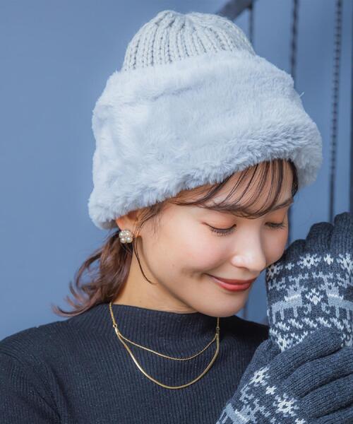 ITS'DEMO（イッツデモ）の「ファートーク風ニットワッチ（ニットキャップ/ビーニー・レディース・ナチュラル/ライトグレー/ブラック・00）」の5枚目の写真