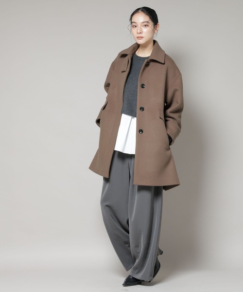NANO universe（ナノユニバース）の「WooLoop Aラインステンカラーミドルコート（ステンカラーコート・レディース・ライトベージュ/ネイビー/モカ・S/M）」の11枚目の写真