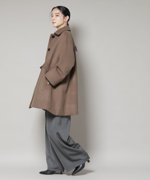 NANO universe（ナノユニバース）の「WooLoop Aラインステンカラーミドルコート（ステンカラーコート・レディース・ライトベージュ/ネイビー/モカ・S/M）」の12枚目の写真
