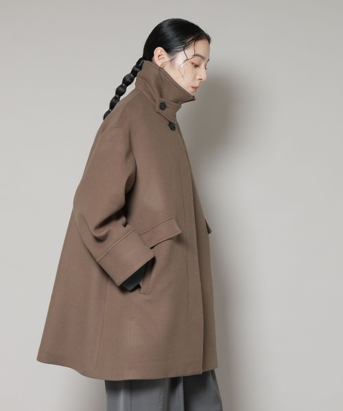 NANO universe（ナノユニバース）の「WooLoop Aラインステンカラーミドルコート（ステンカラーコート・レディース・ライトベージュ/ネイビー/モカ・S/M）」の7枚目の写真