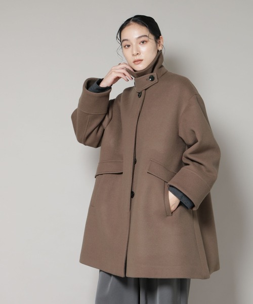 NANO universe（ナノユニバース）の「WooLoop Aラインステンカラーミドルコート（ステンカラーコート・レディース・ライトベージュ/ネイビー/モカ・S/M）」の6枚目の写真