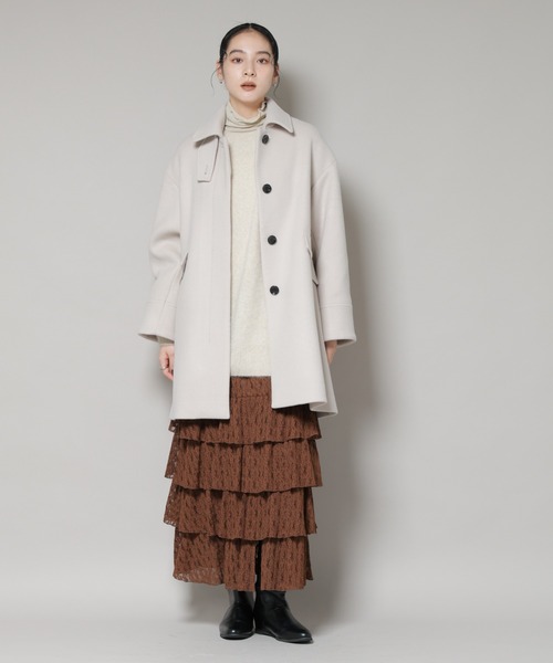NANO universe（ナノユニバース）の「WooLoop Aラインステンカラーミドルコート（ステンカラーコート・レディース・ライトベージュ/ネイビー/モカ・S/M）」の18枚目の写真