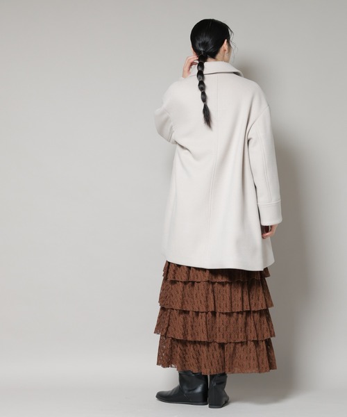 NANO universe（ナノユニバース）の「WooLoop Aラインステンカラーミドルコート（ステンカラーコート・レディース・ライトベージュ/ネイビー/モカ・S/M）」の20枚目の写真