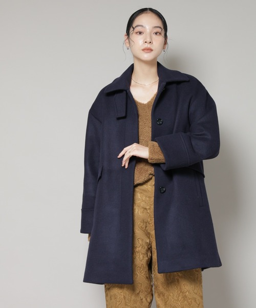 セール】WooLoop Aラインステンカラーミドルコート（ステンカラー