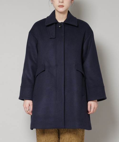 セール】WooLoop Aラインステンカラーミドルコート（ステンカラー