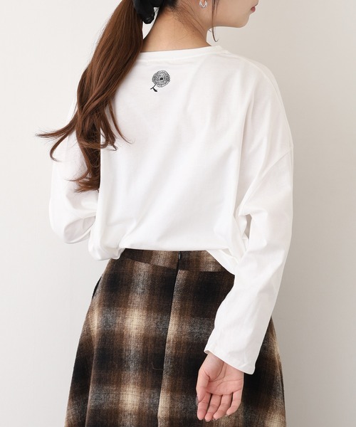 BARNDOOR(バーンドア)の「20天竺花フリルドルマンロンT 長袖(Tシャツ/カットソー・レディース・杢グレー/ブラック/アイボリー・FREE)」の7枚目の写真
